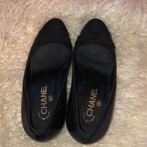 Chanel Black Heels with Bow on Toe